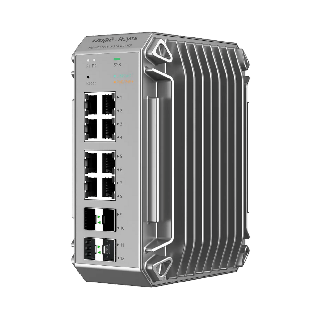 REYEE RG-NIS3100-8GT4SFP-HP 8 PORT GIGABIT ENDÜSTRİYEL SWITCH 4 SFP 8 Port PoE  (240W)